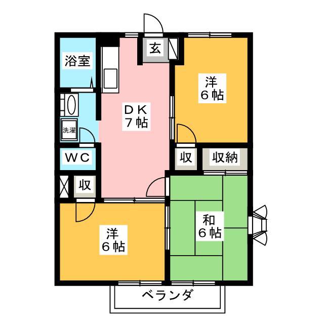 カームシティ NO.2(3DK/2階)の間取り写真