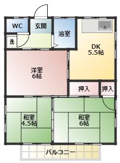 コーポ道原(3DK/2階)の間取り写真