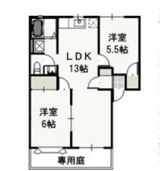 グリーンパーク西辛川C(2LDK/1階)の間取り写真