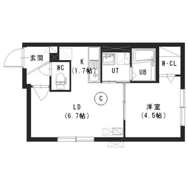 CREST(1LDK/3階)の間取り写真