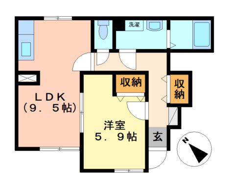 クラッセ表原(1LDK/1階)の間取り写真