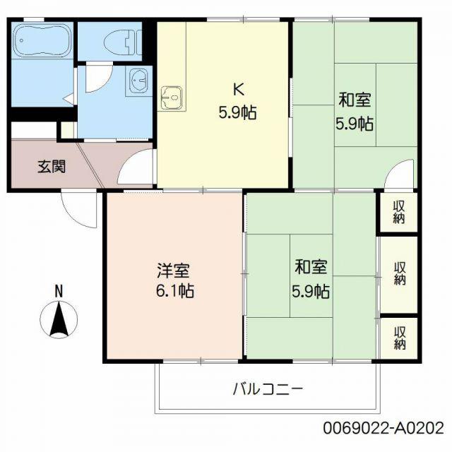 アルカディア A棟(3K/2階)の間取り写真