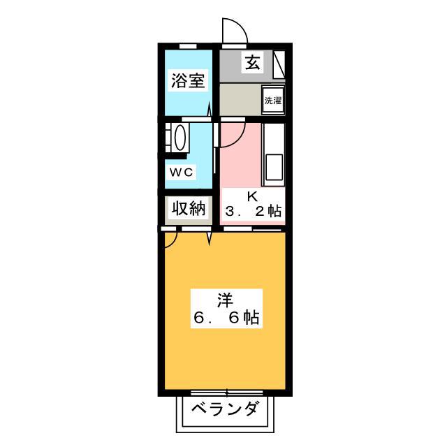 エバンス中里(1K/2階)の間取り写真