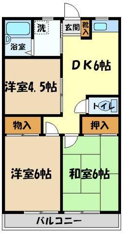 ハイネス福寿(3DK/2階)の間取り写真
