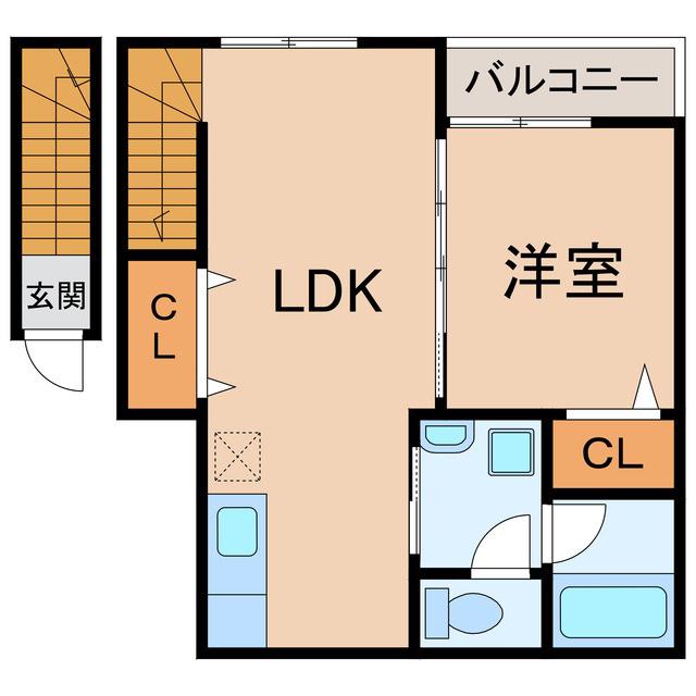 TJ松島C(1LDK/2階)の間取り写真