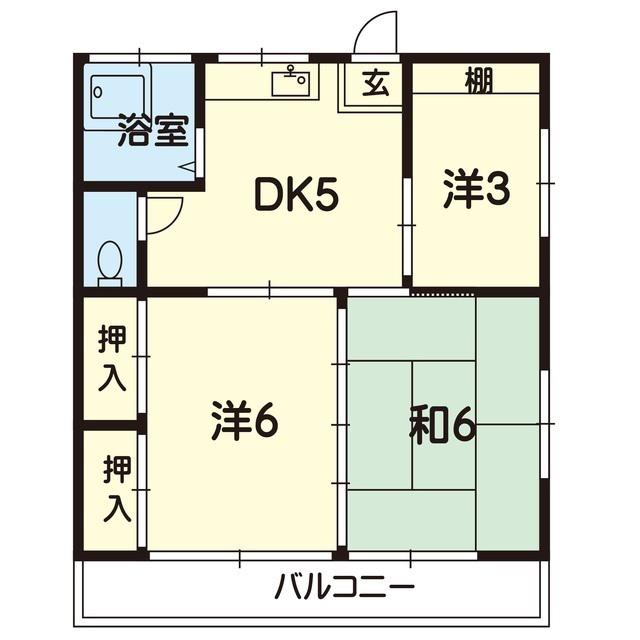 クローバーハイツ(3DK/2階)の間取り写真