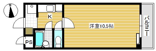 第二ライフマンション(1K/3階)の間取り写真