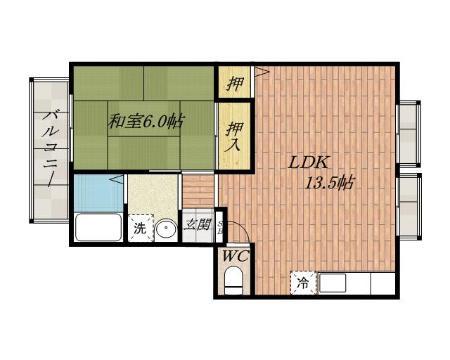 サンハイツ千原II(1LDK/2階)の間取り写真