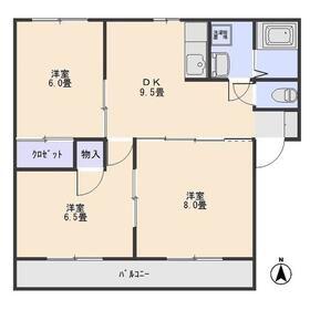 ヴィラージュJ(3DK/1階)の間取り写真