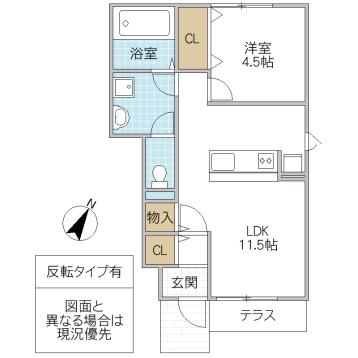 サンライズ東 A棟(1LDK/1階)の間取り写真