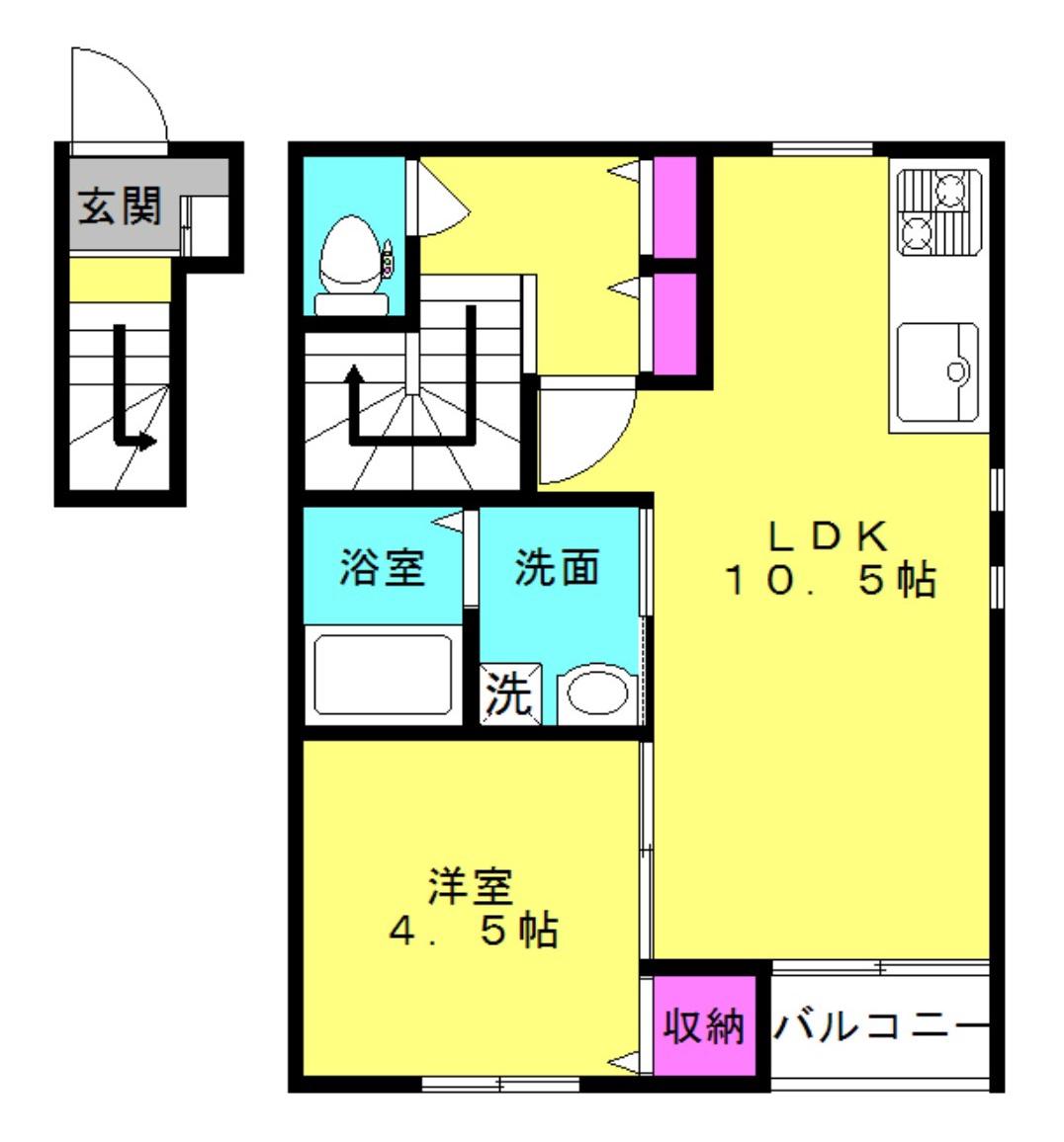 Kパラッツォ加古川(1LDK/2階)の間取り写真