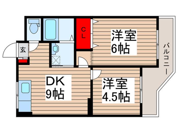 パストラル恩田(2DK/2階)の間取り写真