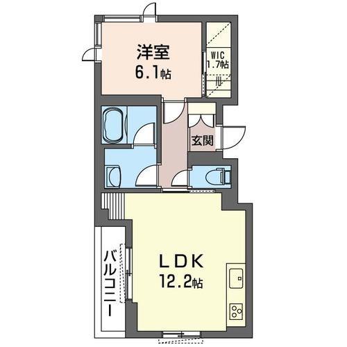 GRAND VERT(1LDK/2階)の間取り写真