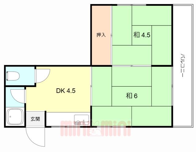 勝部文化(2DK/1階)の間取り写真