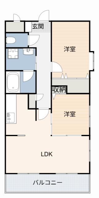 クリスタルスクエア(2LDK/1階)の間取り写真