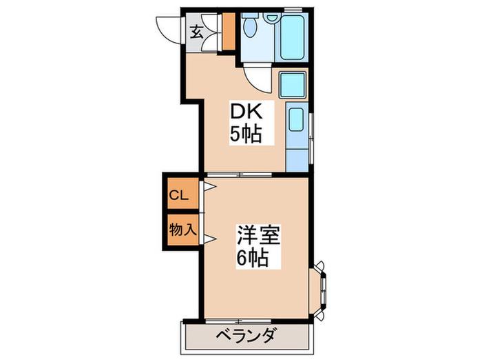 坂上ハイツA棟(1DK/2階)の間取り写真