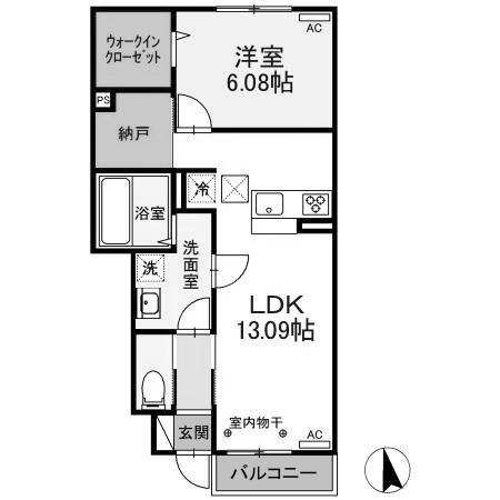 ジュリエット(1LDK/1階)の間取り写真