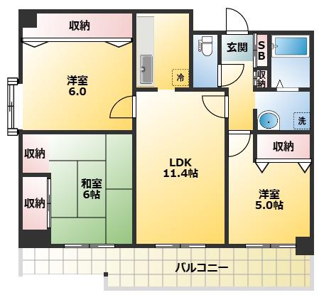 パークヒルズ西台(3LDK/11階)の間取り写真