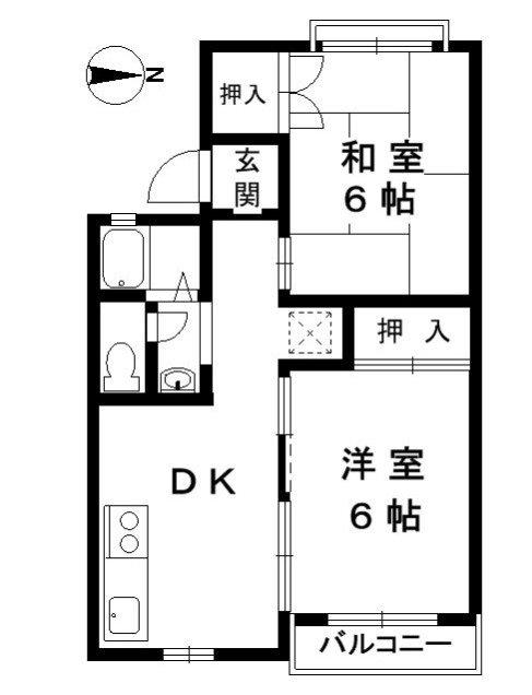 フローレスN(2DK/1階)の間取り写真