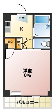 YKビル(1K/2階)の間取り写真
