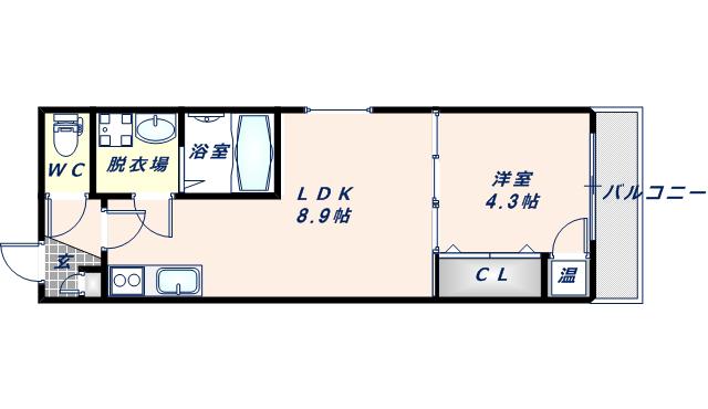 グランディル衣摺(1LDK/3階)の間取り写真