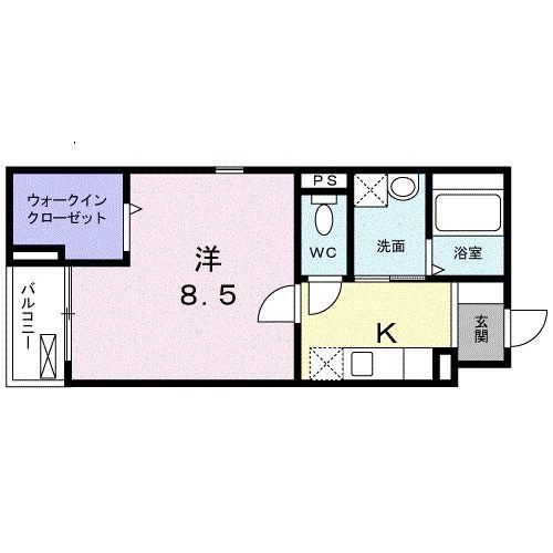フラット黒門(1K/2階)の間取り写真