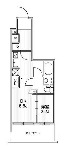 リテラス南千住サウス(1DK/2階)の間取り写真