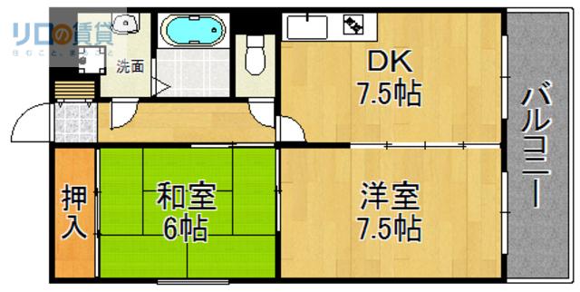 宝塚シャンテリーハイツ(2DK/4階)の間取り写真