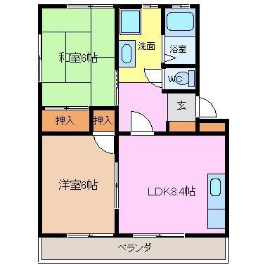 グリーンハイツ(2LDK/2階)の間取り写真