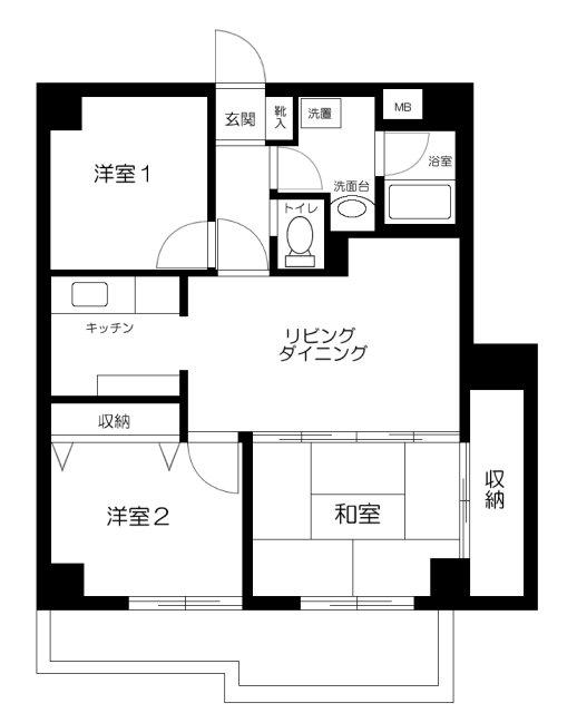 ベルサイオンII(3LDK/1階)の間取り写真