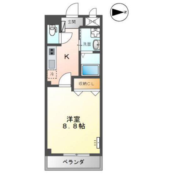 シャルムV(1K/1階)の間取り写真