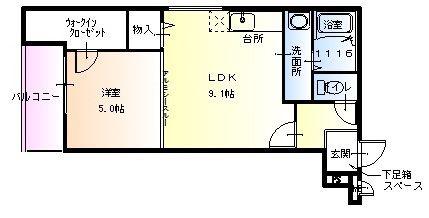 チェリーブロッサムI番館(1LDK/2階)の間取り写真