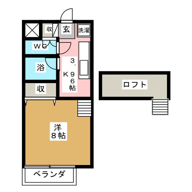 サンヴォーレ三輪(1K/1階)の間取り写真