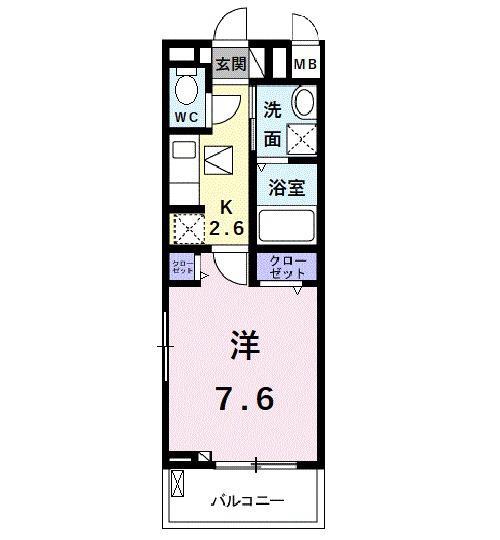 ユウパレス和泉中央(1K/2階)の間取り写真