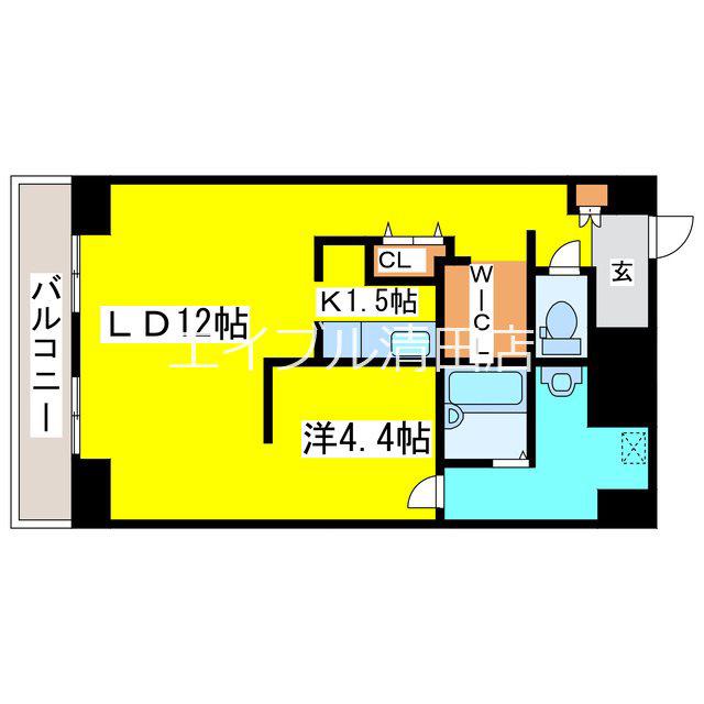 イーストフェアリー(1K/4階)の間取り写真