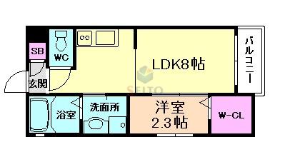 ワコーレヴィータ豊中曽根東町(1LDK/3階)の間取り写真