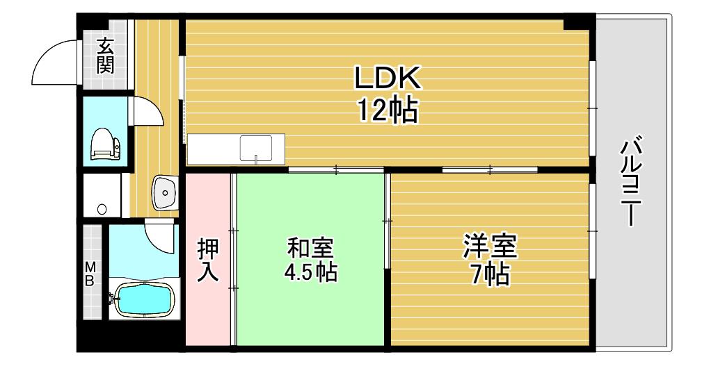富士ハイツ筒井(2LDK/6階)の間取り写真
