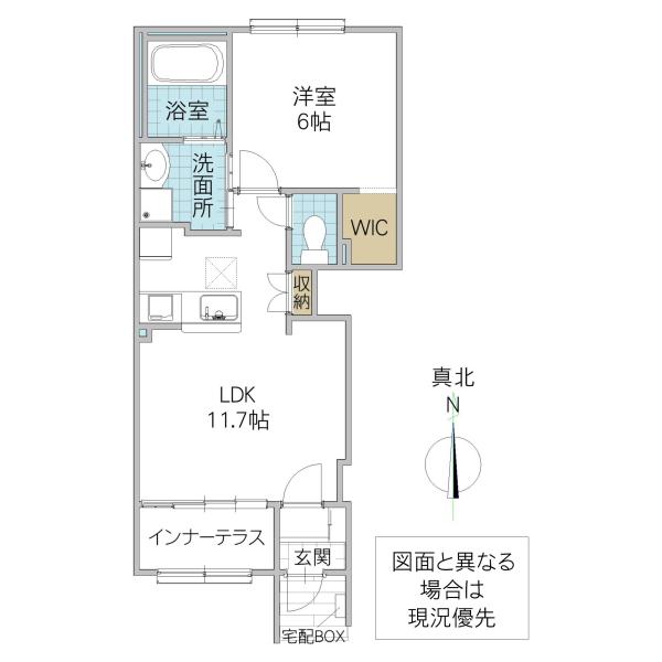 つくば市高野アパート(1LDK/1階)の間取り写真