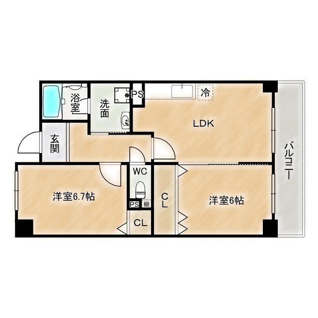 パームヒルズ(2LDK/2階)の間取り写真