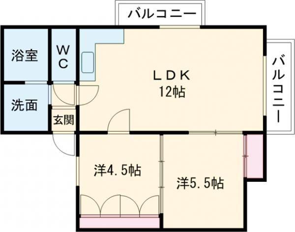 スカイハイツ T1(2LDK/3階)の間取り写真