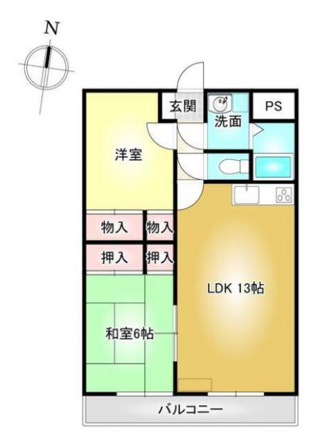 メゾンエスパシオ(2LDK/3階)の間取り写真