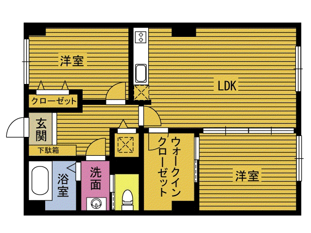 ヴィラ宮崎(2LDK/6階)の間取り写真