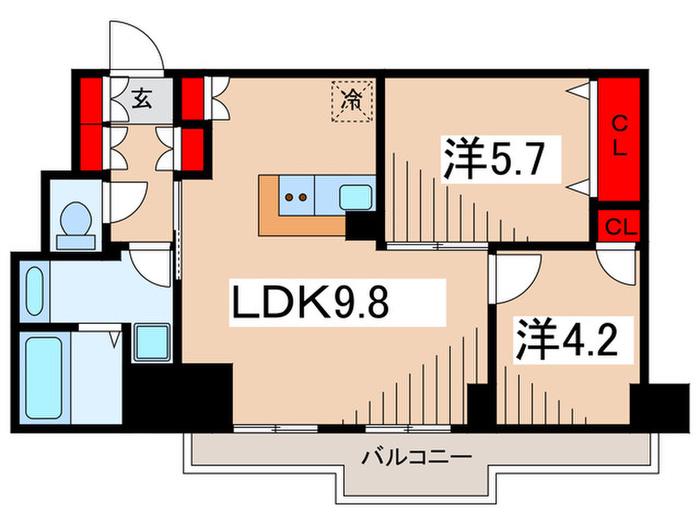 レジディア西小山(2LDK/4階)の間取り写真