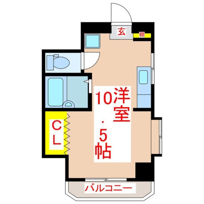 コーポフレスコ(ワンルーム/3階)の間取り写真