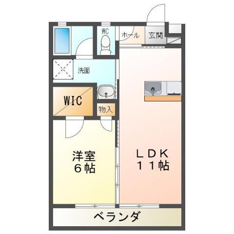 フロンティア A(1LDK/2階)の間取り写真