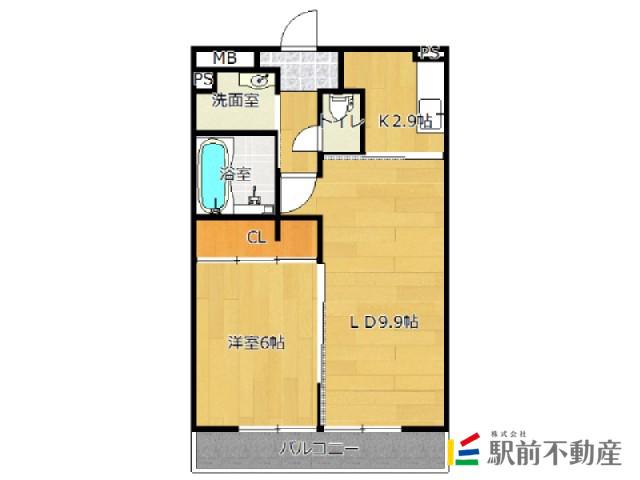 サンハウスC棟(1LDK/2階)の間取り写真