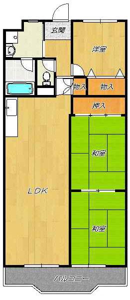 メゾン大邦(3LDK/4階)の間取り写真