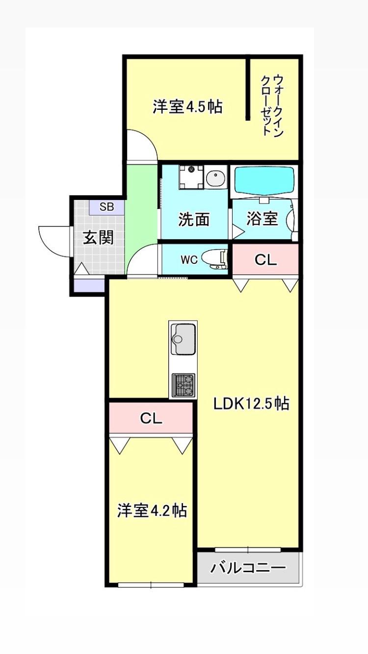 筑前町AP(2LDK/1階)の間取り写真