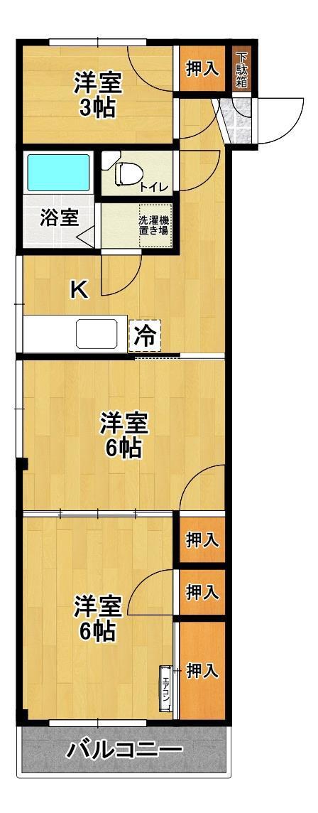 ダルマハイツ(3K/2階)の間取り写真