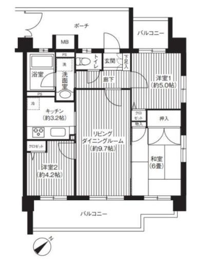KS桜川(3LDK/2階)の間取り写真